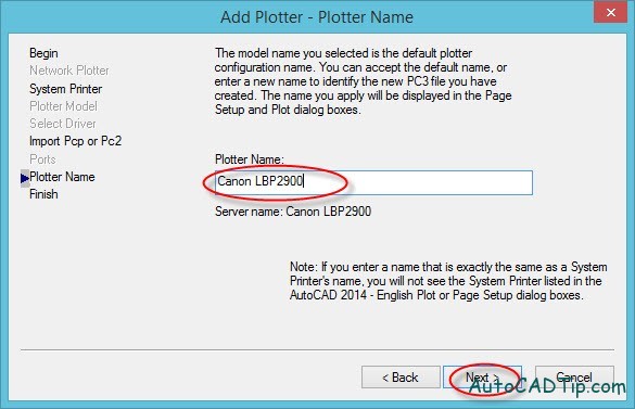 Add Plotter-Plotter name