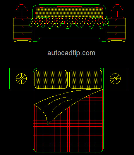 This is the Bed AutoCAD block library, lenght is 1800mm, width is 1500mm.