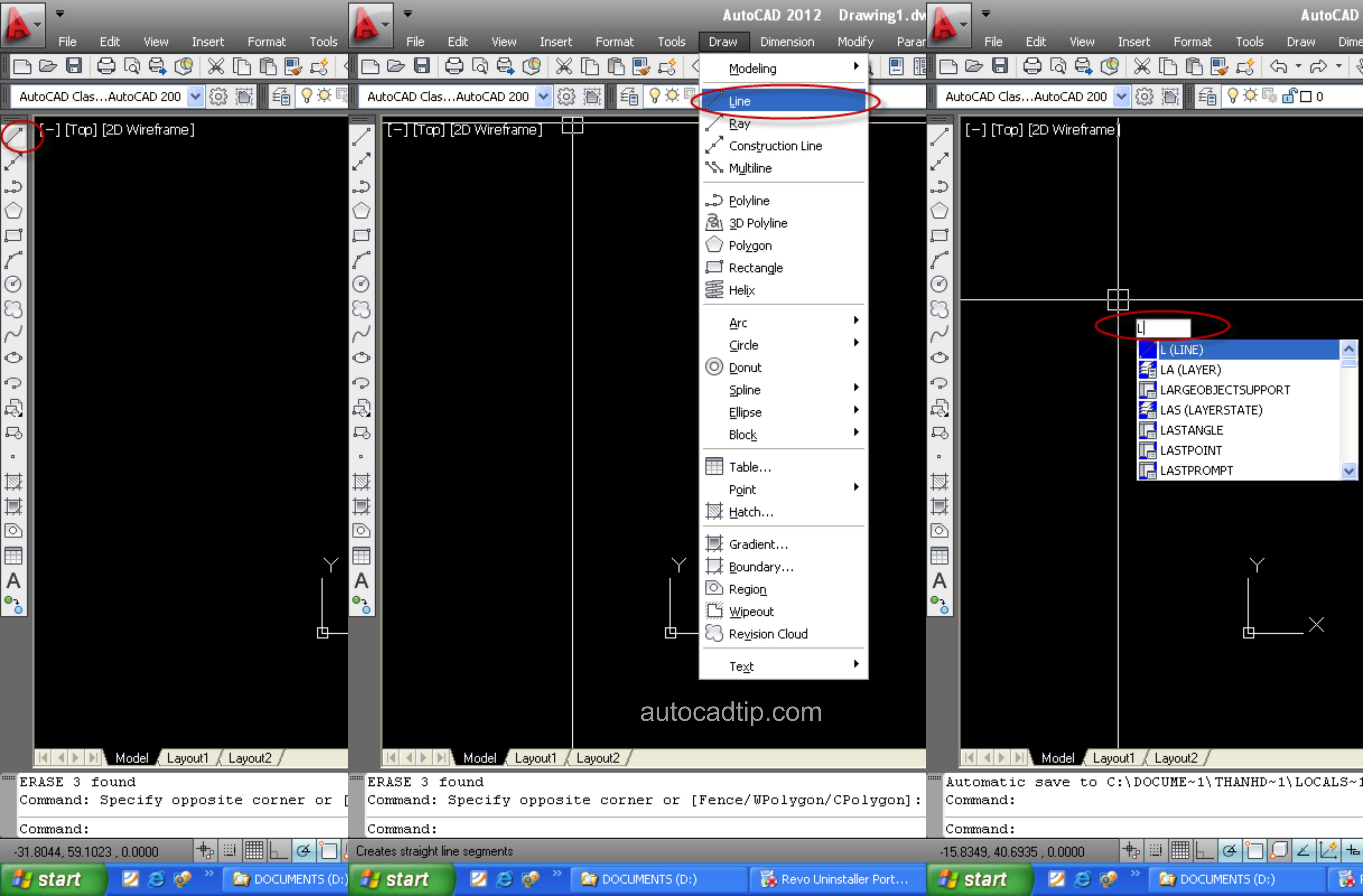 How to use line command in AutoCAD