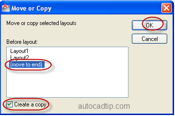 Move or copy selected layout, setup new layout position.