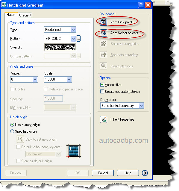 This a tutorial to select region for hatch command in AutoCAD.
