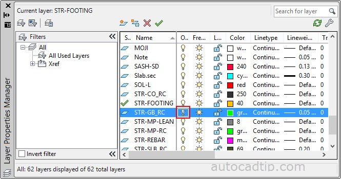 Turn off by layoff command in the AutoCAD