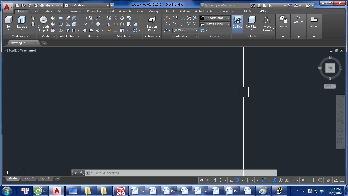 3D modeling AutoCAD 2015 interface