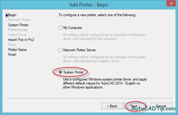 Add Plotter - Begin, add printer