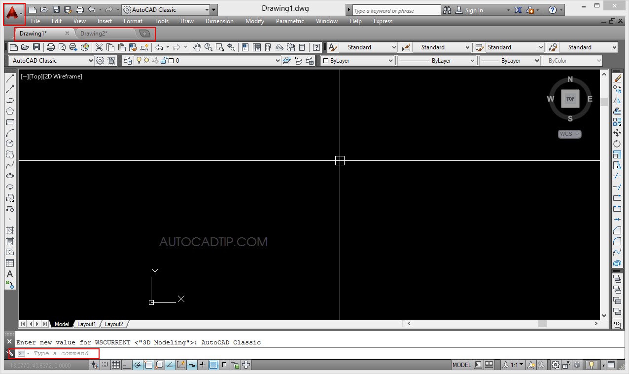 AutoCAD Classic interface workplace AutoCAD-2014