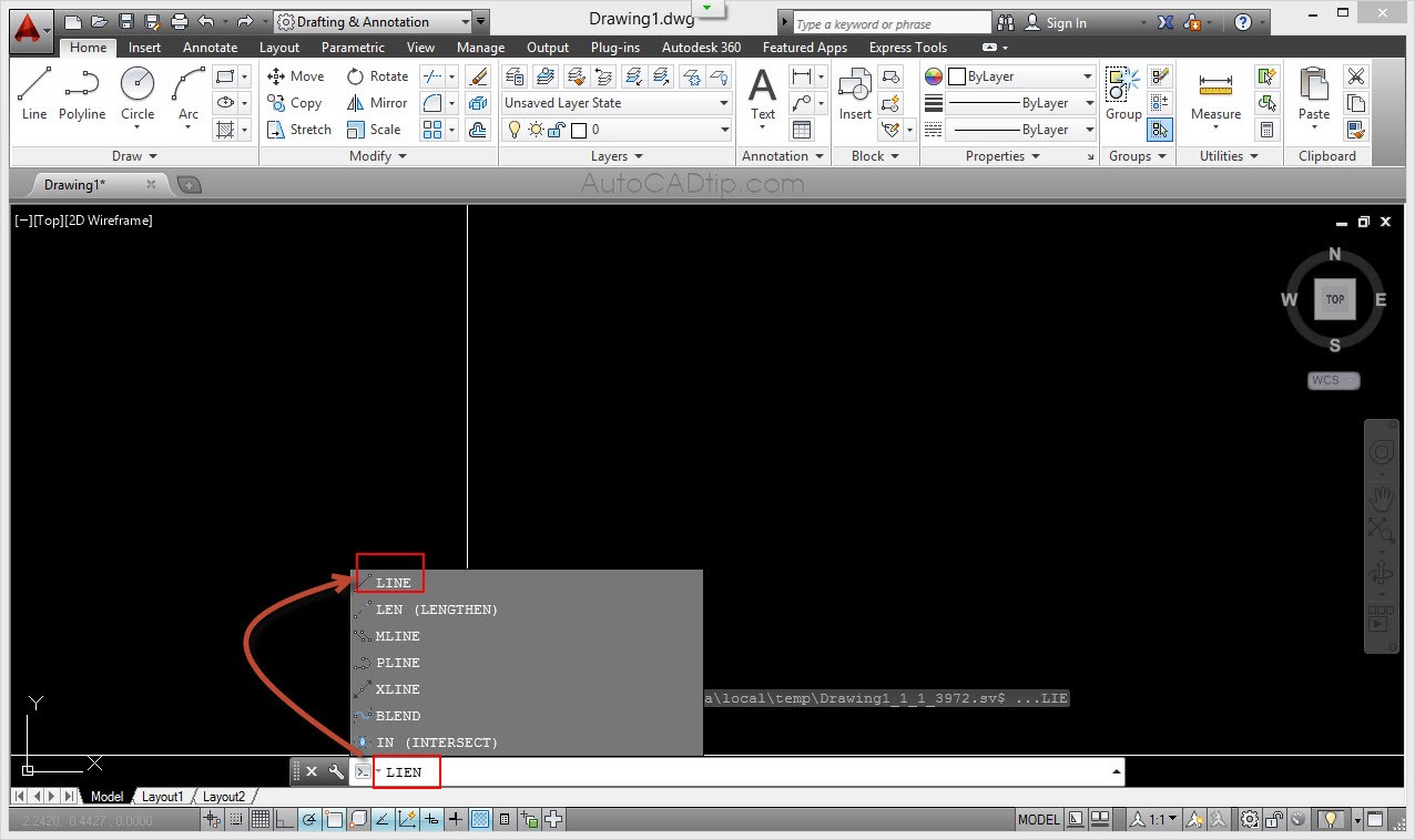 Command line with Autocorrect feature in AutoCAD 2014