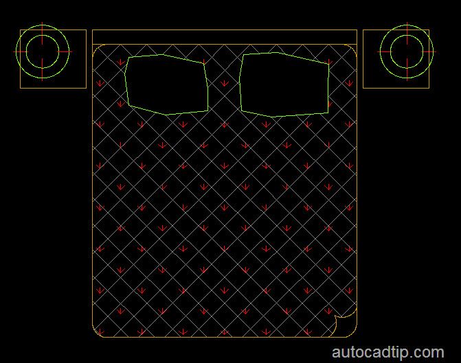 This is the Bed AutoCAD block library, lenght is 2100mm, width is 1800mm.