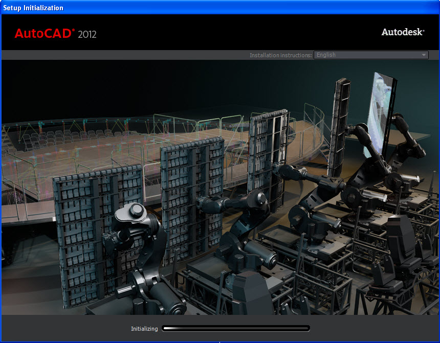 Install AutoCAD 2012, run setup.exe file 