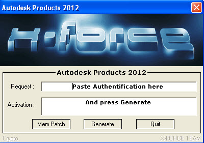 Install AutoCAD 2012,restart x-force team