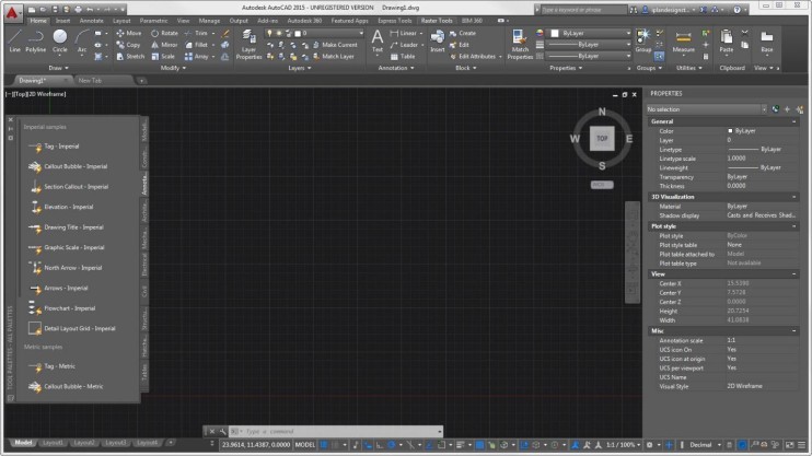 Interface AutoCAD 2015