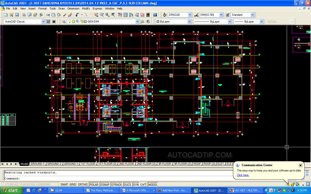 Object of layer is showed model space AutoCAD