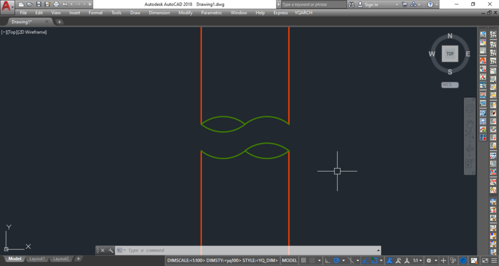 Pipe cutting symbol in AutoCAD with YQArch