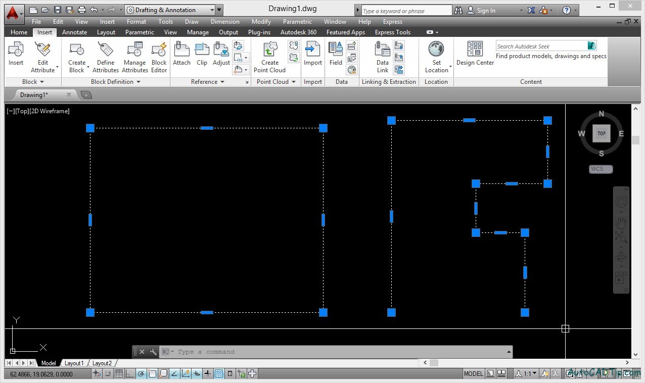 Polyline is made from Pline command and Rectangular command