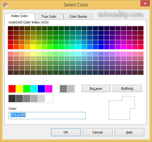 Select color box in AutoCAD