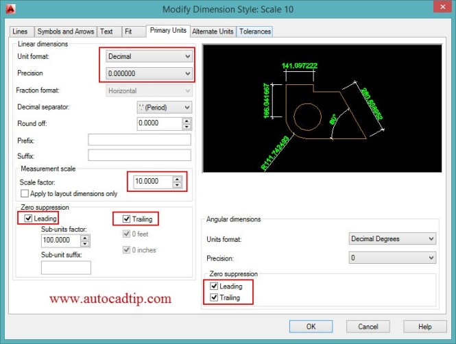 Create a scale 1:10 in the AutoCAD drawing