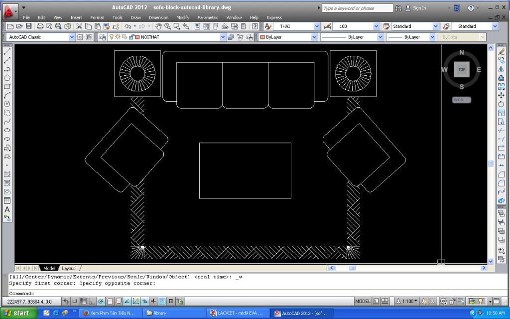 AutoCAD library about Sofa block, model 2