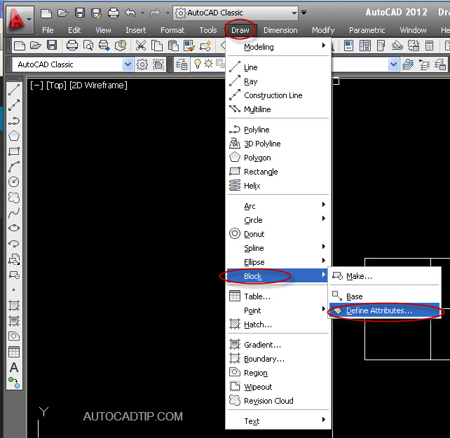 Start tutorial define attribute command in AutoCAD